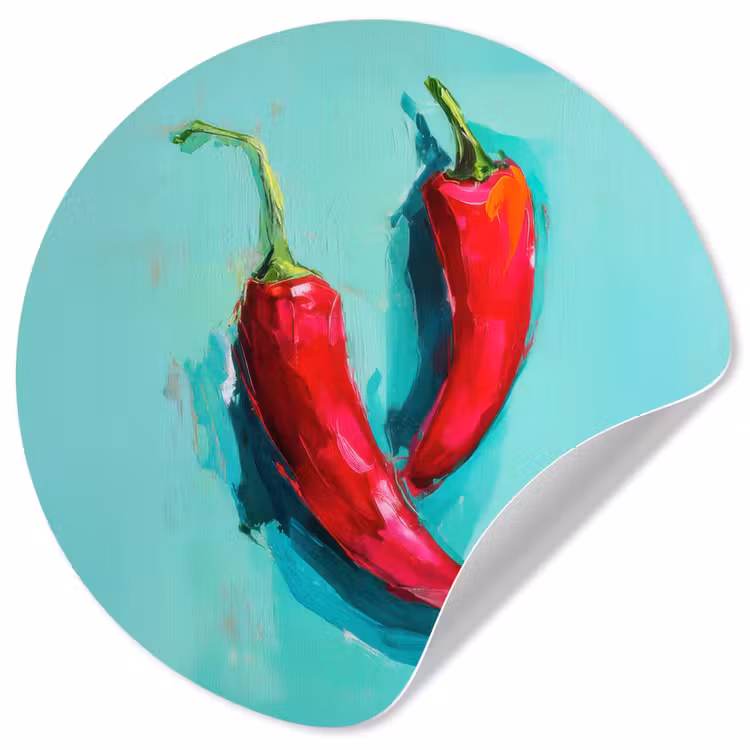 Chilipepers - Geverfd - Rood Wandcirkel behangsticker klein -3d