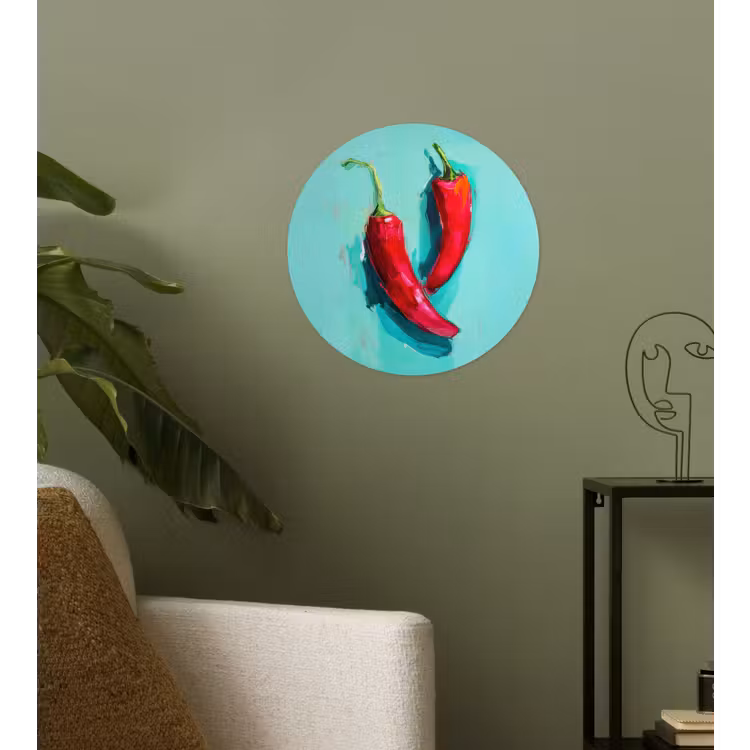 Chilipepers - Geverfd - Rood Wandcirkel behangsticker klein -sfeer2