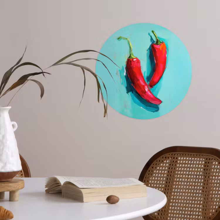 Chilipepers - Geverfd - Rood Wandcirkel behangsticker klein -sfeer3