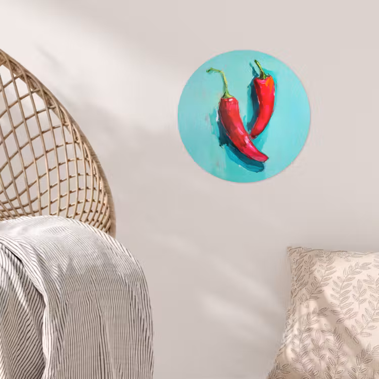 Chilipepers - Geverfd - Rood Wandcirkel behangsticker klein -sfeer4
