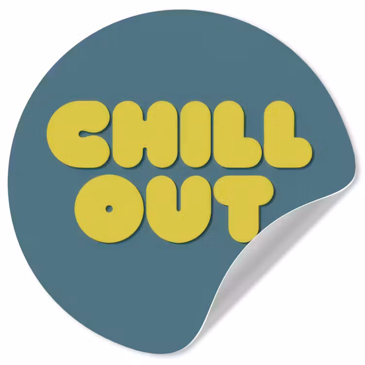 Chill out - Geel - Blauw Wandcirkel behangsticker klein -3d
