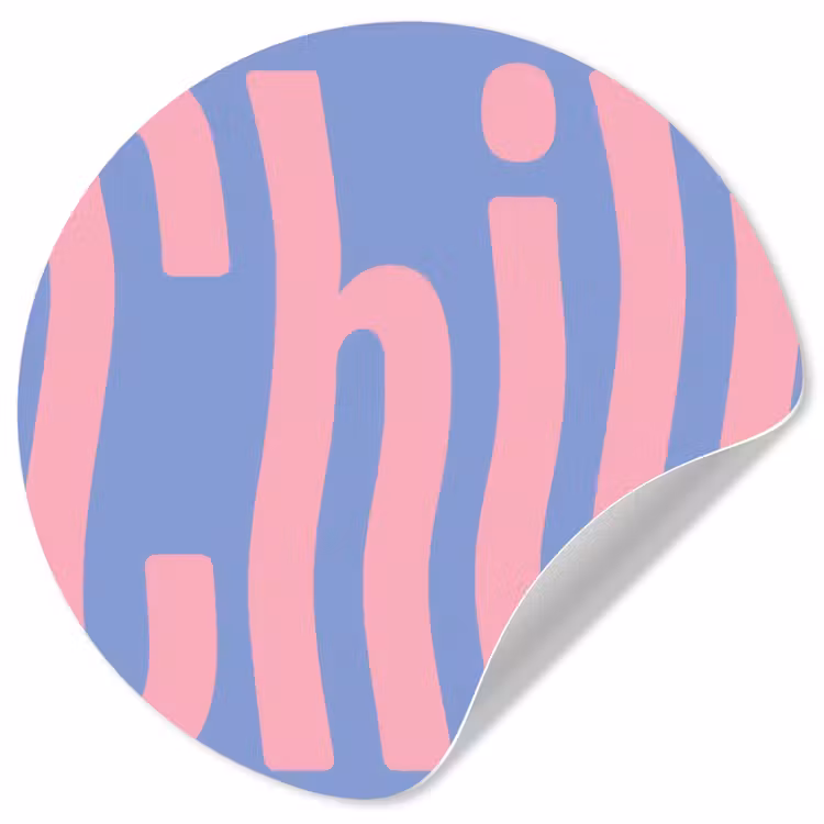 Chill - Roze - Blauw - Golvend Wandcirkel behangsticker klein -3d