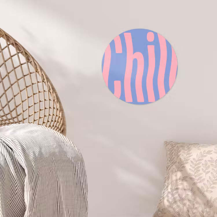 Chill - Roze - Blauw - Golvend Wandcirkel behangsticker klein -sfeer4