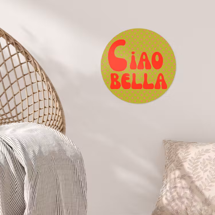Ciao bella - Rood - Groen - Stippen Wandcirkel behangsticker klein -sfeer4