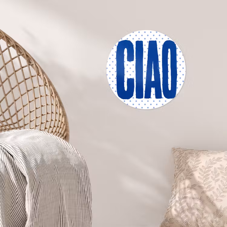 Ciao - Blauw - Stippen Wandcirkel behangsticker klein -sfeer4