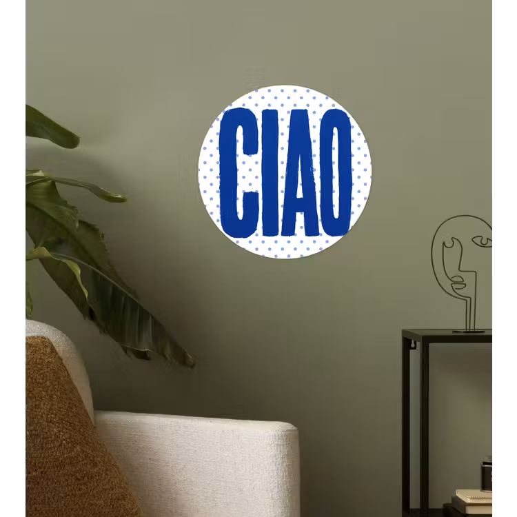 Ciao - Stippen - Roze - Wit Wandcirkel behangsticker klein -sfeer2