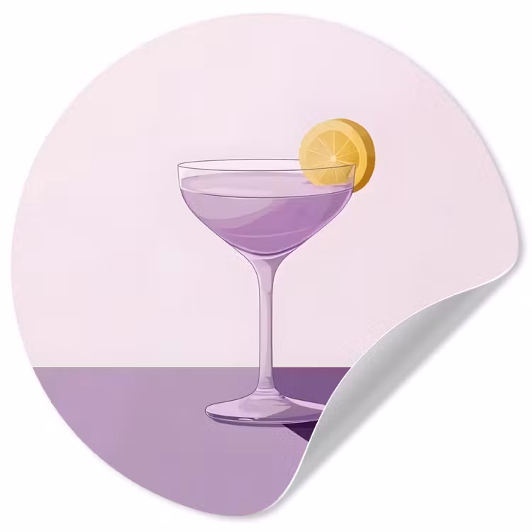 Cocktail - Paars - Minimalistisch - Citroen Wandcirkel behangsticker klein -3d