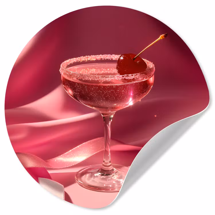 Cocktail - Pink - Luxe Wandcirkel behangsticker klein -3d