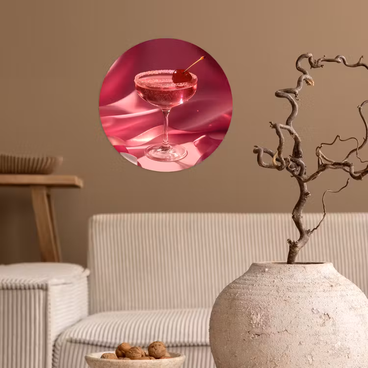 Cocktail - Pink - Luxe Wandcirkel behangsticker klein -sfeer1