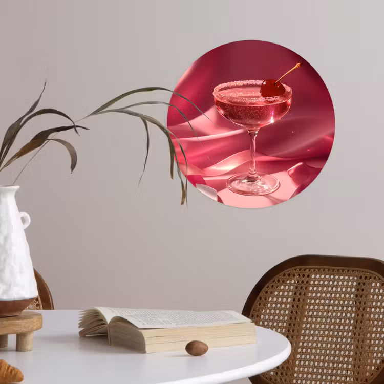 Cocktail - Pink - Luxe Wandcirkel behangsticker klein -sfeer3