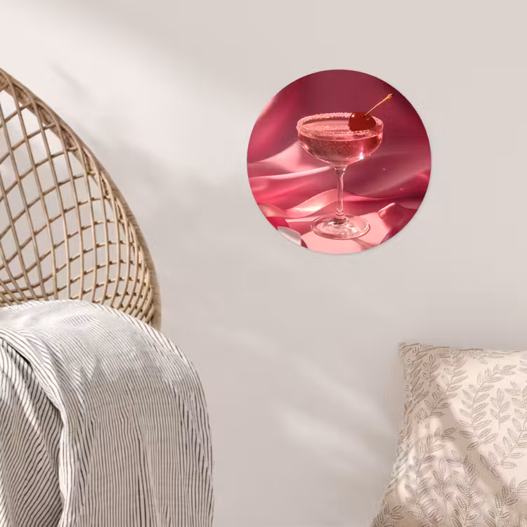 Cocktail - Pink - Luxe Wandcirkel behangsticker klein -sfeer4