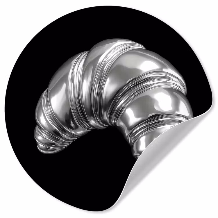 Croissant - Metaal - Zilver Wandcirkel behangsticker klein -3d