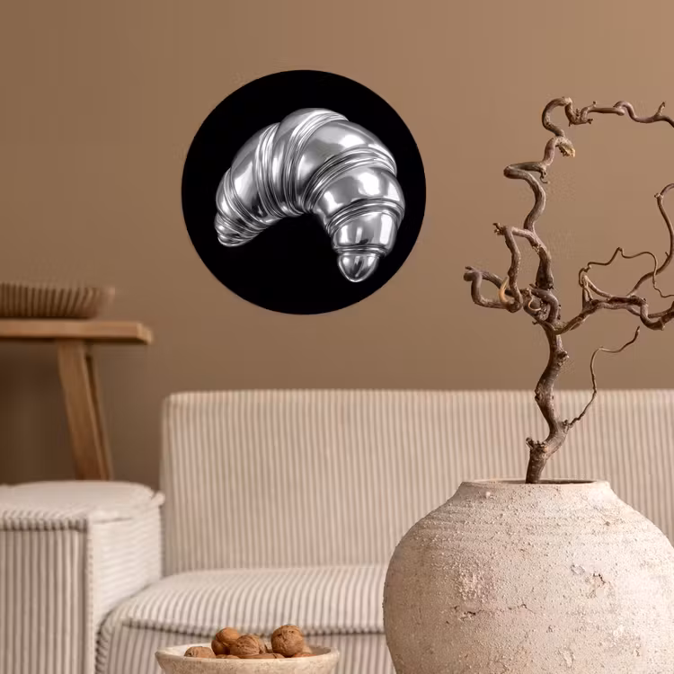 Croissant - Metaal - Zilver Wandcirkel behangsticker klein -sfeer1