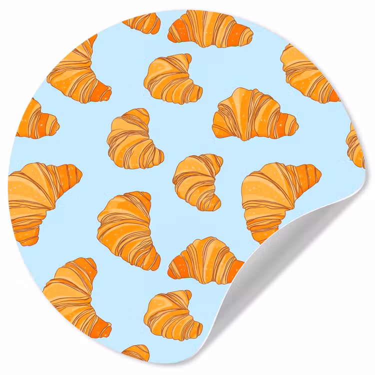Croissant - Speels - Blauw Wandcirkel behangsticker klein 186 -3d