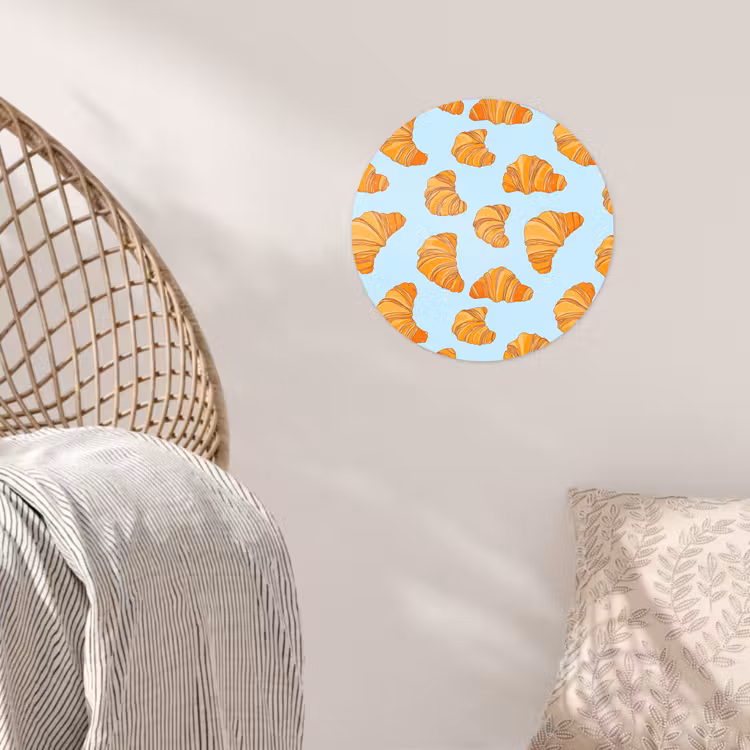 Croissant - Speels - Blauw Wandcirkel behangsticker klein 186 -sfeer4