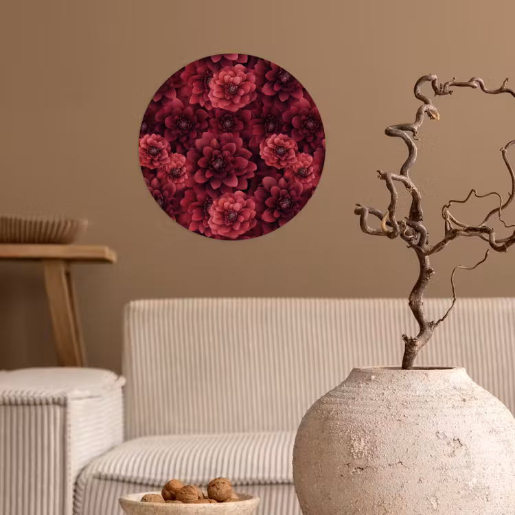 Dahlias - Bloemen - Rood Wandcirkel behangsticker klein 186 -sfeer1