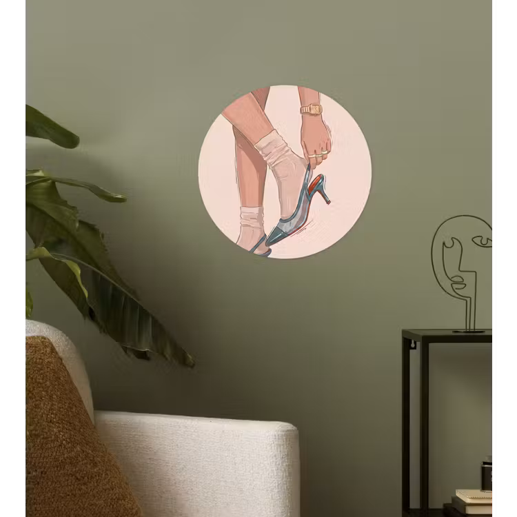 Vrouw - Schoen - Mode - Lifestyle - Groen Wandcirkel behangsticker klein -sfeer2