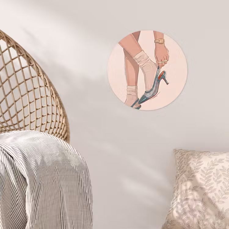 Vrouw - Schoen - Mode - Lifestyle - Groen Wandcirkel behangsticker klein -sfeer4