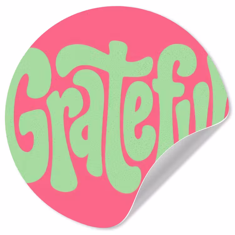 Grateful - Groen - Grafisch - Vloeiend Wandcirkel behangsticker klein -3d