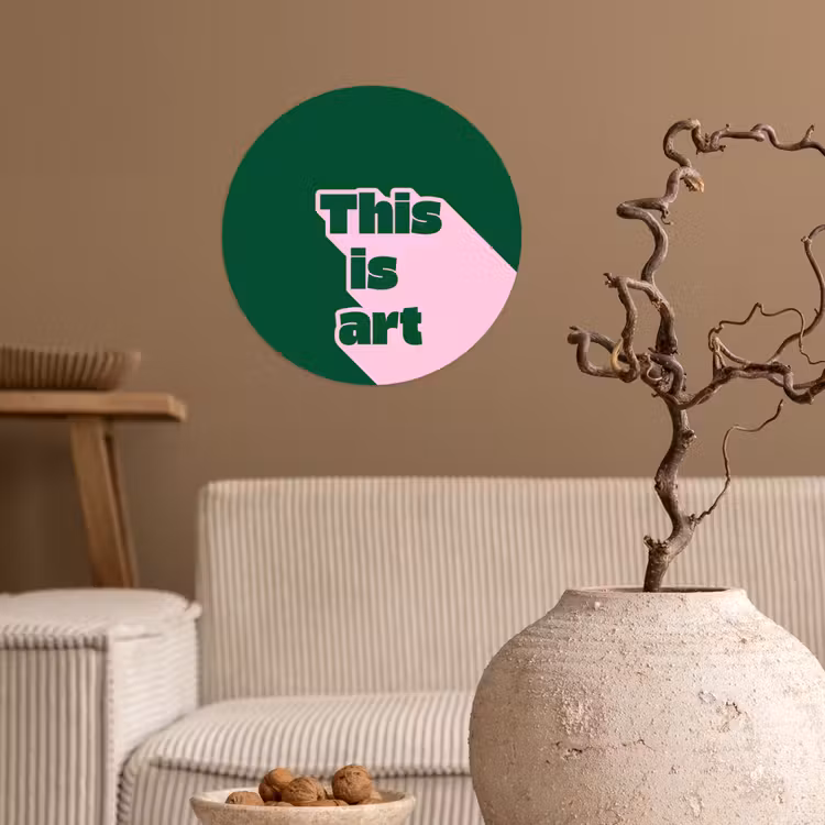 This is art - Schaduw - Roze Wandcirkel behangsticker klein -sfeer1