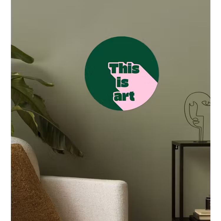 This is art - Schaduw - Roze Wandcirkel behangsticker klein -sfeer2