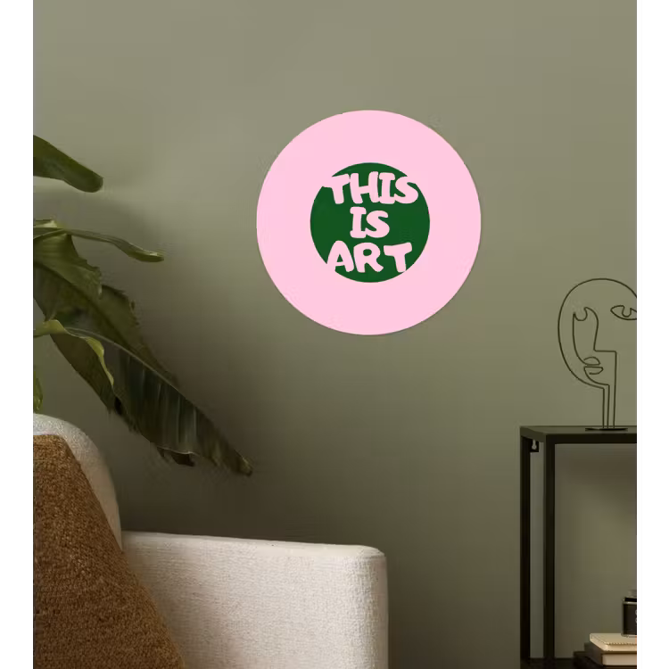 This is art - Tekst - Cirkel - Groen Wandcirkel behangsticker klein -sfeer2