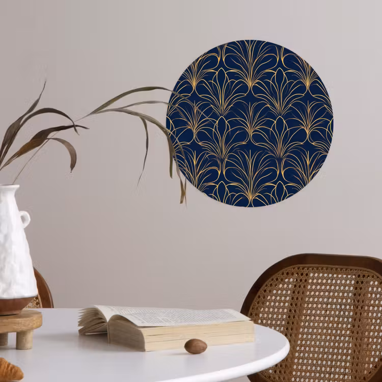 Deco - Waaier - Blauw Wandcirkel behangsticker klein 186 -sfeer3