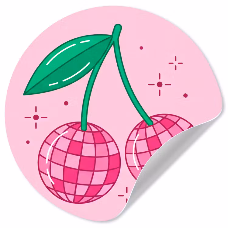 Decoratie - Disco-bal - Feest - Roze Wandcirkel behangsticker klein -3d
