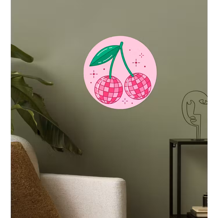Decoratie - Disco-bal - Feest - Roze Wandcirkel behangsticker klein -sfeer2