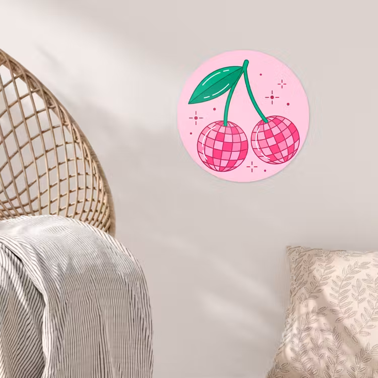 Decoratie - Disco-bal - Feest - Roze Wandcirkel behangsticker klein -sfeer4