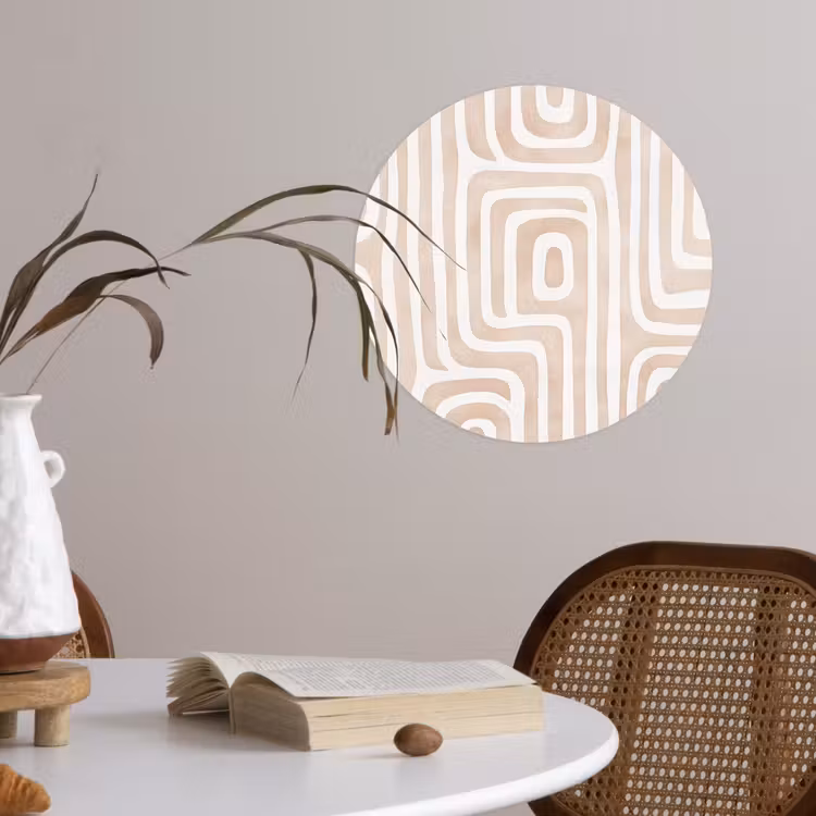 Decoratief - Labyrint - Beige Wandcirkel behangsticker klein -sfeer3