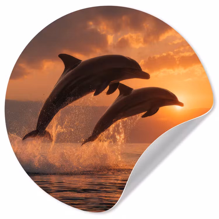 Dolfijnen - Zee - Realistisch Wandcirkel behangsticker klein -3d