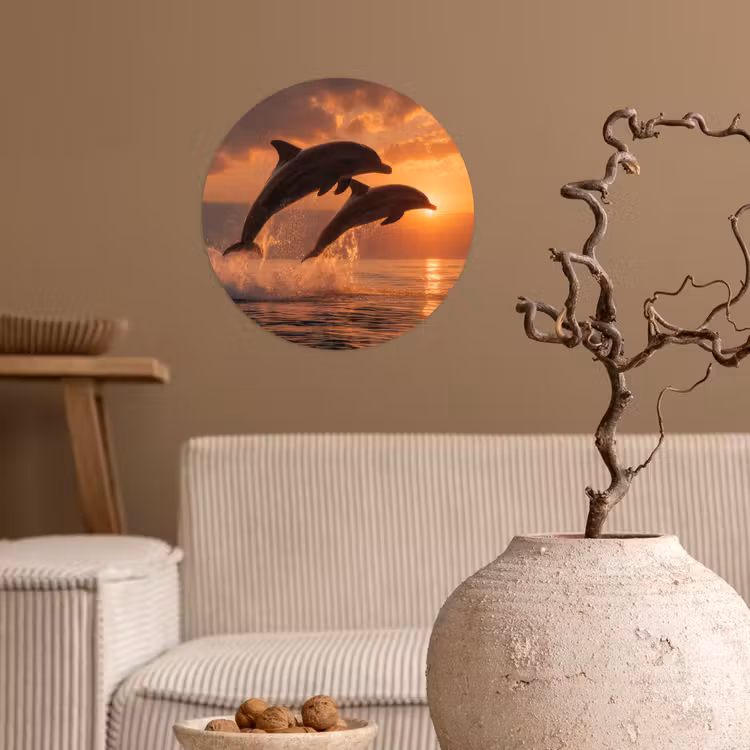 Dolfijnen - Zee - Realistisch Wandcirkel behangsticker klein -sfeer1