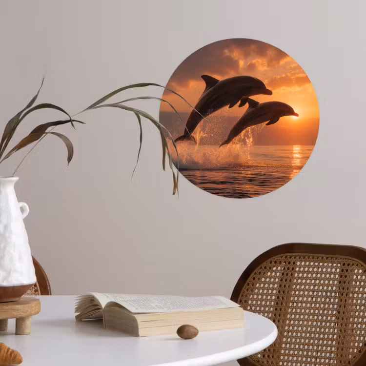 Dolfijnen - Zee - Realistisch Wandcirkel behangsticker klein -sfeer3