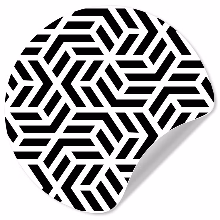 Design - Geometrie - Patroon - Zwart - Wit Wandcirkel behangsticker klein 186 -3d