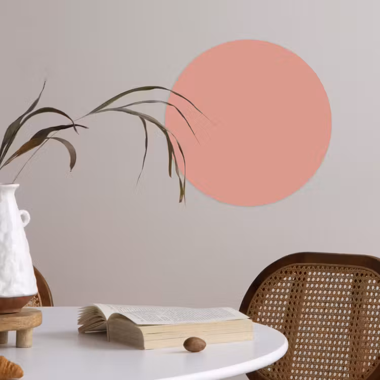 Muted - Salmon - Koraal Wandcirkel behangsticker klein 186 -sfeer3