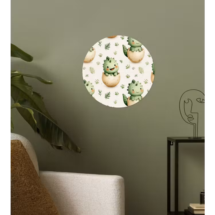 Dino - Eieren - Groen Wandcirkel behangsticker klein 186 -sfeer2