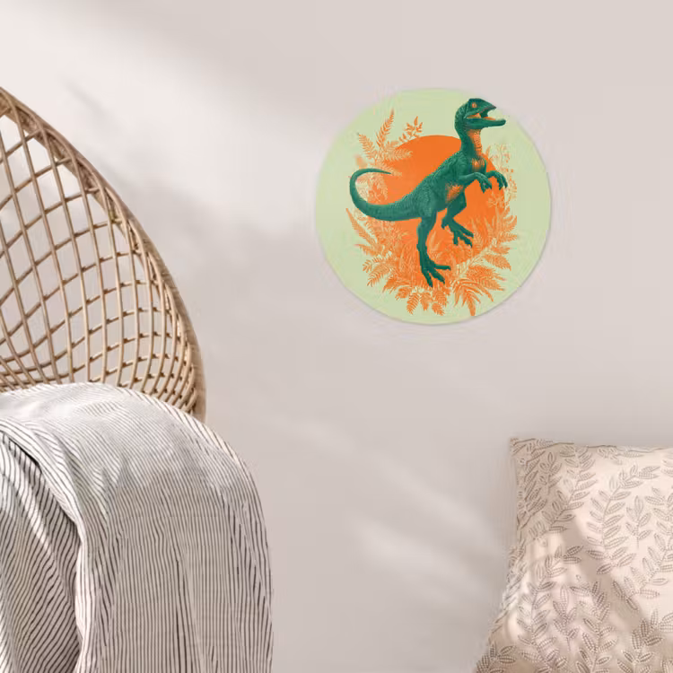 Dinosaurus - Groen - Planten - Cirkel Wandcirkel behangsticker klein -sfeer4