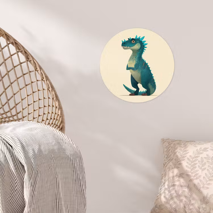 Dinosaurus - Turquoise - Stekels Wandcirkel behangsticker klein -sfeer4