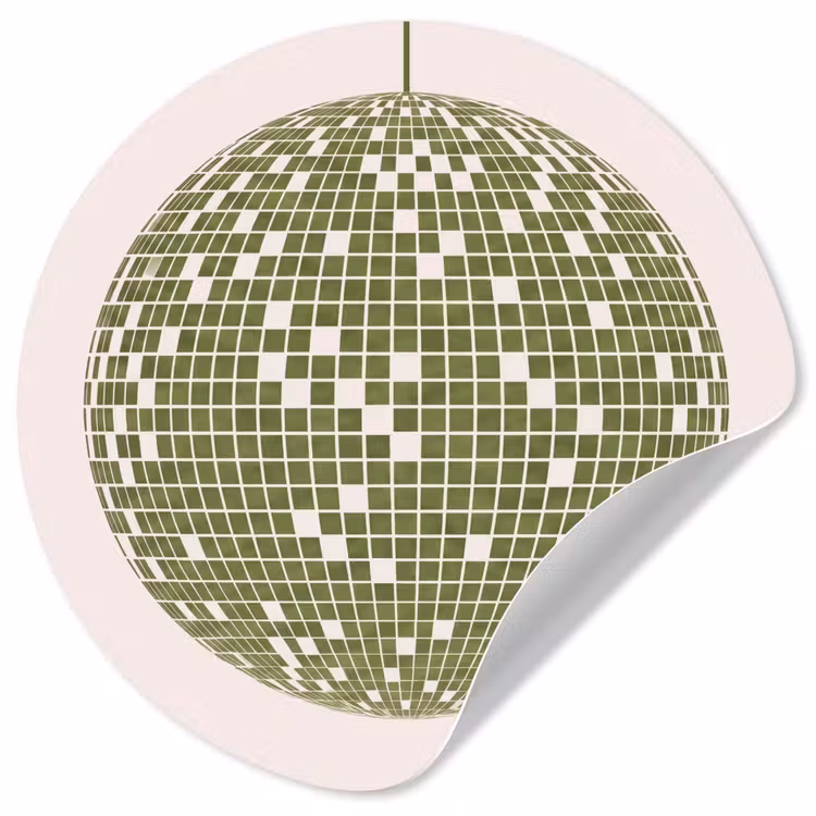 Disco - Bal - Groen - Abstract - Modern Wandcirkel behangsticker klein -3d