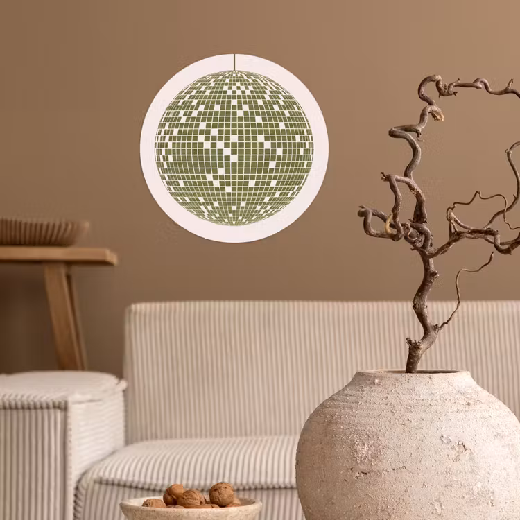 Disco - Bal - Groen - Abstract - Modern Wandcirkel behangsticker klein -sfeer1