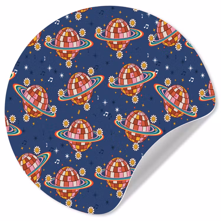 Disco - Blauw - Patroon Wandcirkel behangsticker klein 186 -3d