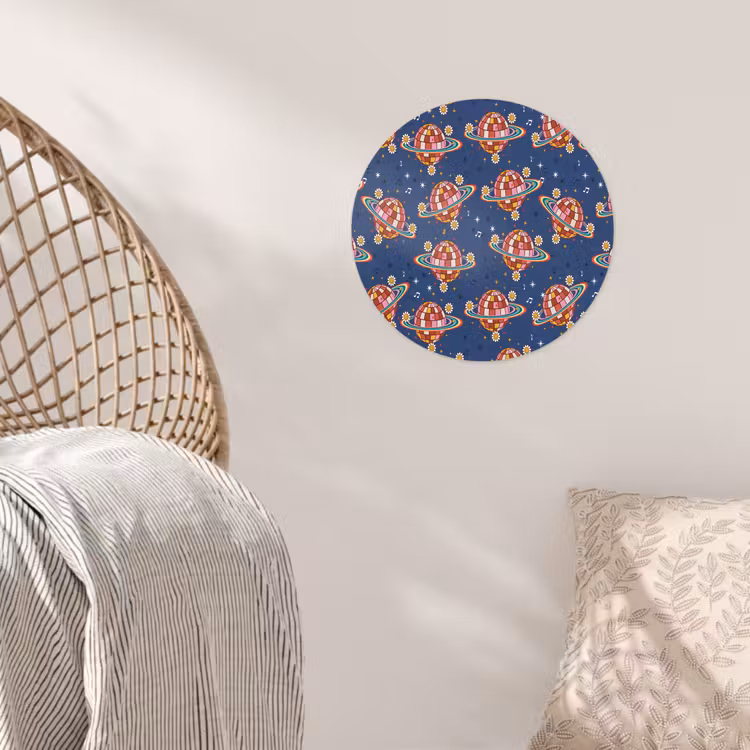 Disco - Blauw - Patroon Wandcirkel behangsticker klein 186 -sfeer4