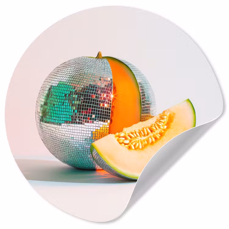 Disco - Discobal - Meloen - Pastel Wandcirkel behangsticker klein -3d
