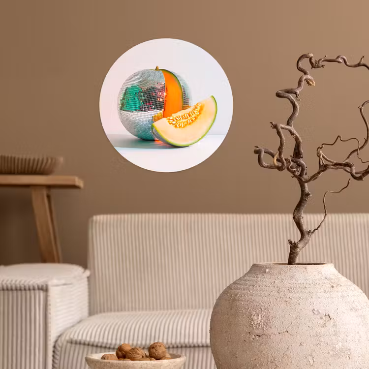 Disco - Discobal - Meloen - Pastel Wandcirkel behangsticker klein -sfeer1