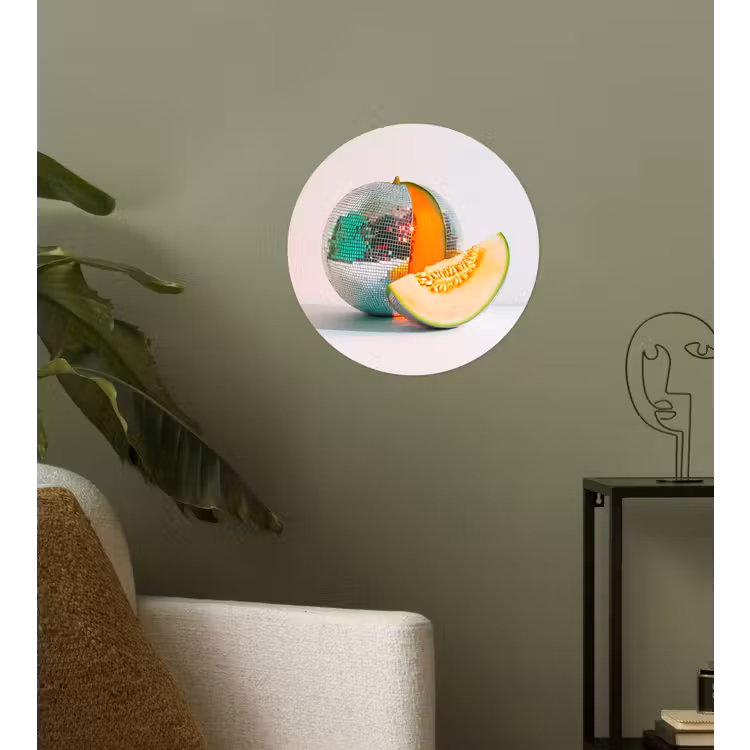 Disco - Discobal - Meloen - Pastel Wandcirkel behangsticker klein -sfeer2