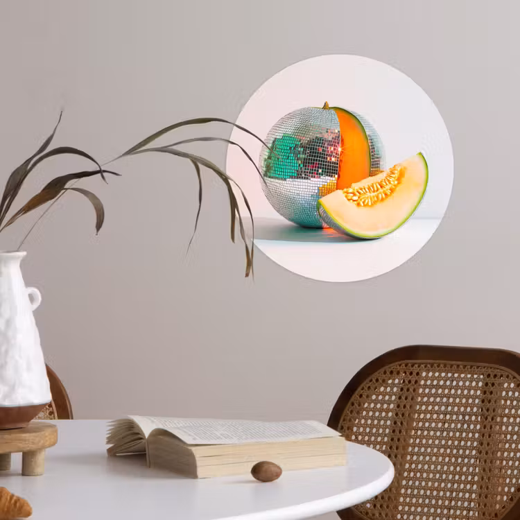 Disco - Discobal - Meloen - Pastel Wandcirkel behangsticker klein -sfeer3