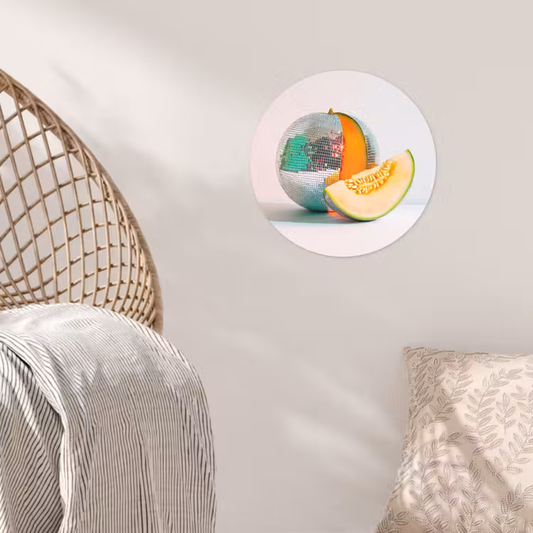 Disco - Discobal - Meloen - Pastel Wandcirkel behangsticker klein -sfeer4