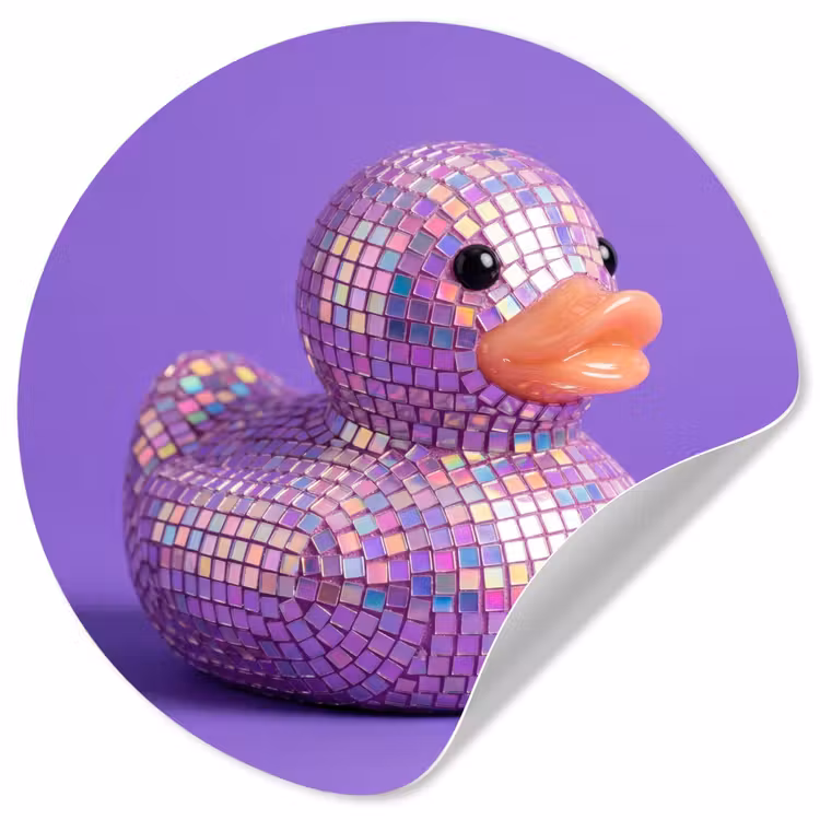 Disco - Eend - Paars Wandcirkel behangsticker klein -3d