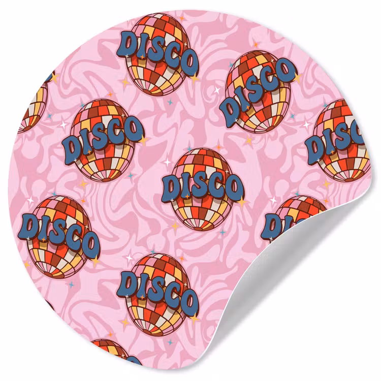 Disco - Bal - Patroon - Roze Wandcirkel behangsticker klein 186 -3d